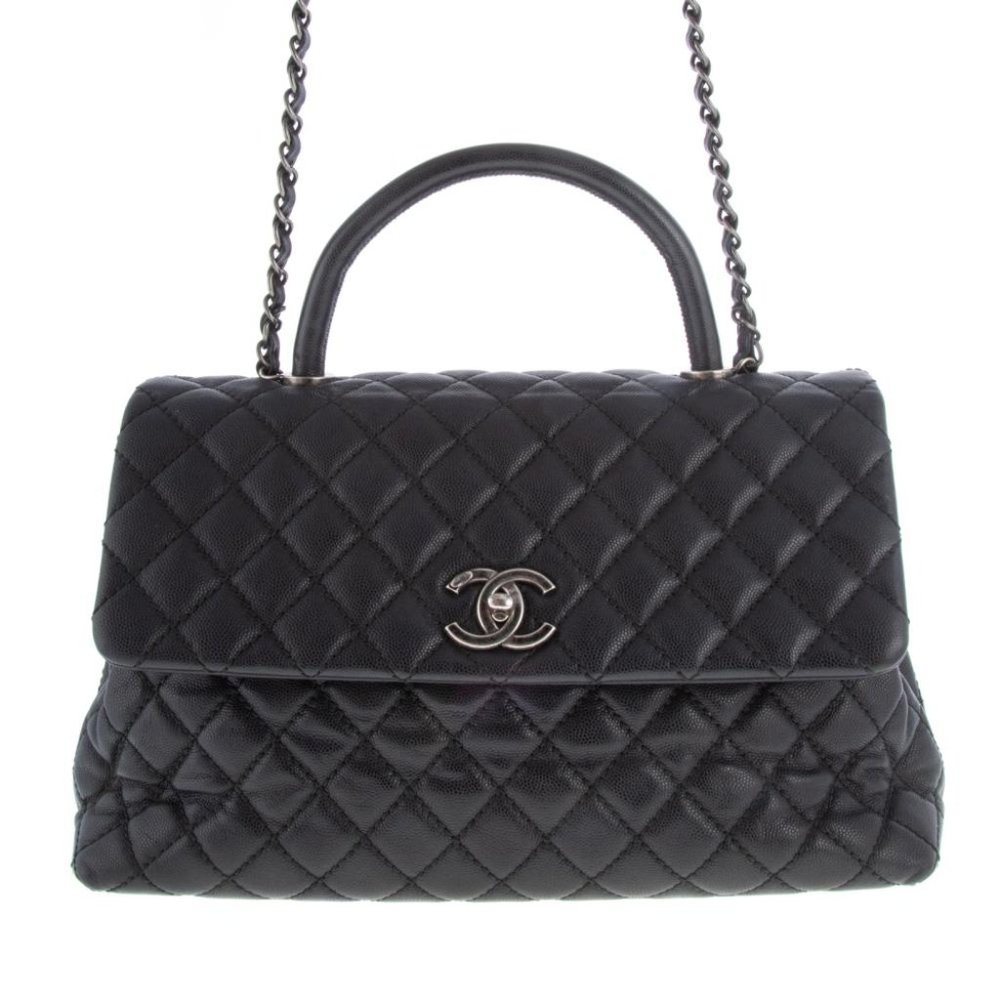 Chanel Coco Quilted Caviar Top Handle Medium